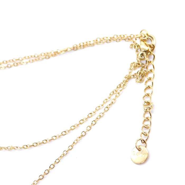 Ατσάλινο κολιέ με κρεμαστό ημιπολύτιμο πέτρωμα