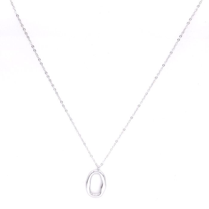 Ατσάλινο κολιέ με κρεμαστό οβάλ στοιχείο