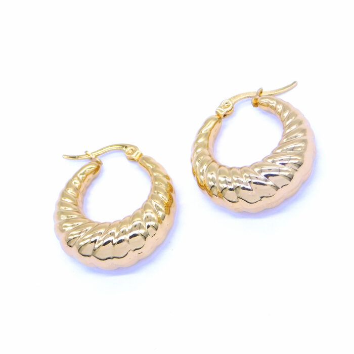 Ατσάλινα σκουλαρίκια κρεμαστοί οβάλ κρίκοι Bubbles | Steel earrings hanging oval hoops Bubbles