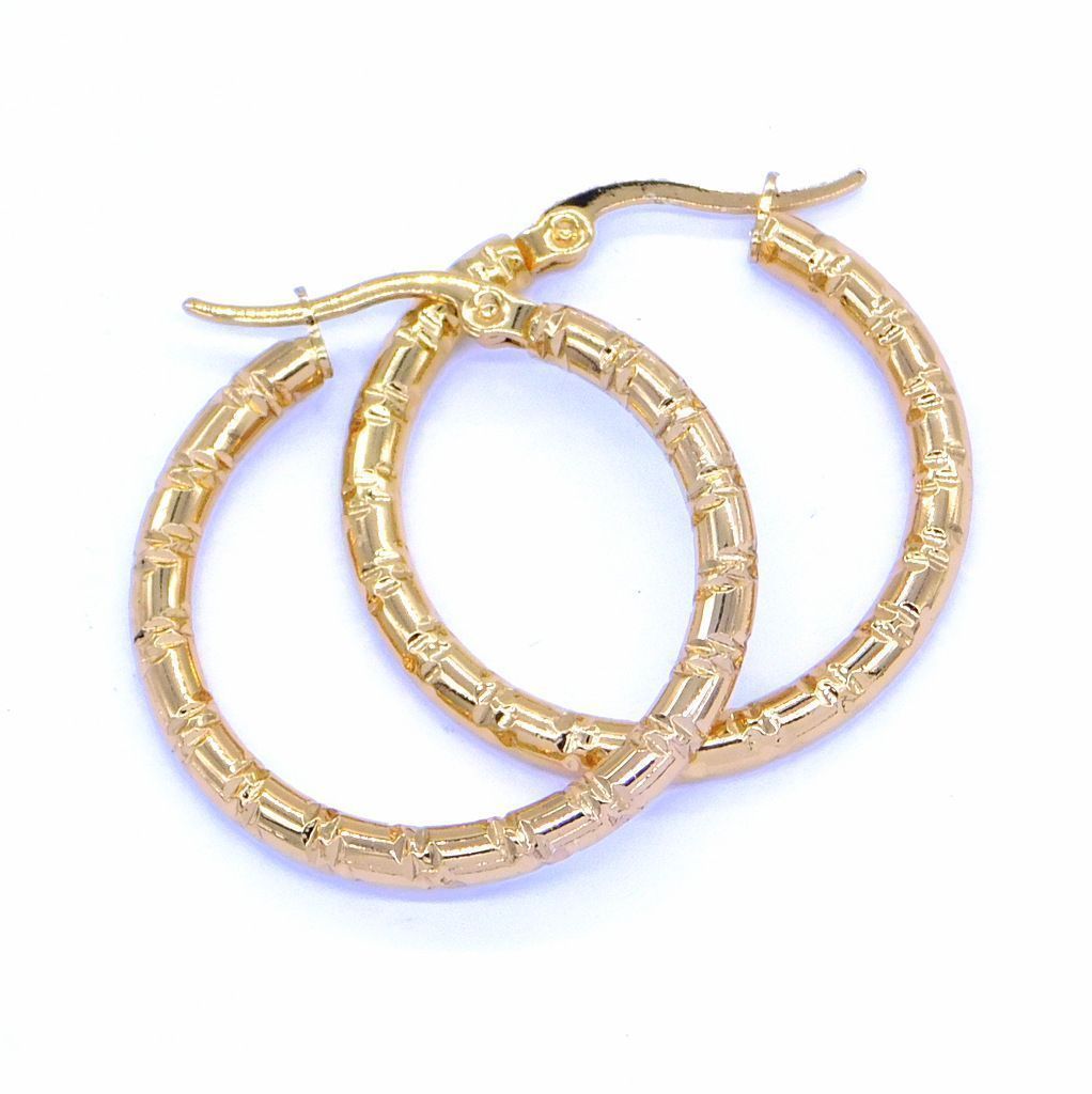 Ατσάλινα σκουλαρίκια κρεμαστοί κρίκοι με εγκοπές | Steel earrings hanging hoops with notches