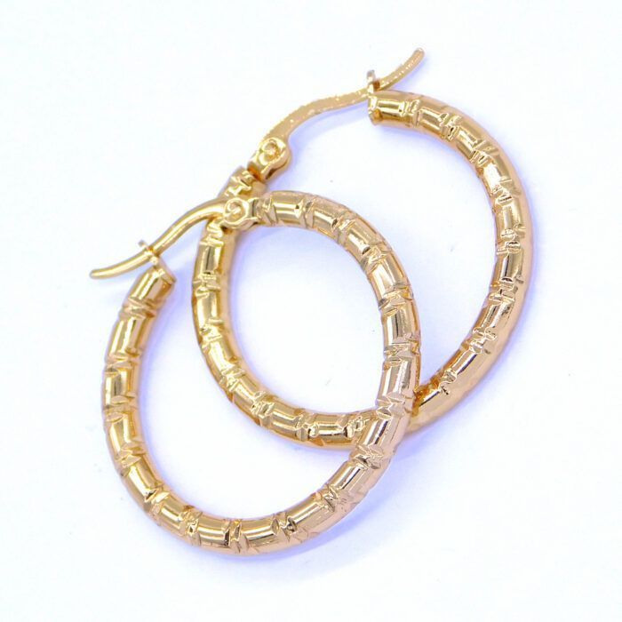 Ατσάλινα σκουλαρίκια κρεμαστοί κρίκοι με εγκοπές | Steel earrings hanging hoops with notches