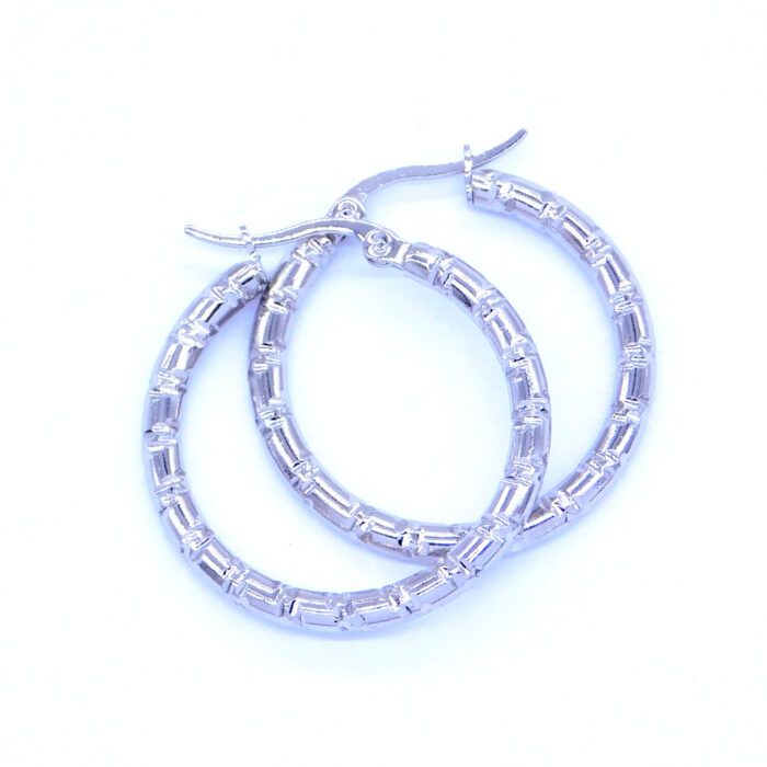 Ατσάλινα σκουλαρίκια κρεμαστοί κρίκοι με εγκοπές | Steel earrings hanging hoops with notches