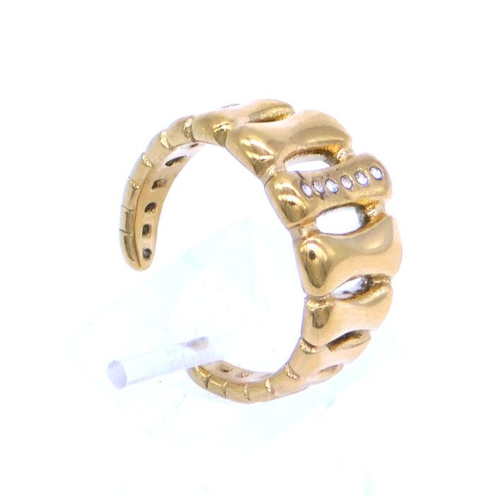 Ατσάλινο δαχτυλίδι με ζιργκόν πετράδια | Stainless Steel RIng with Zircon Stones