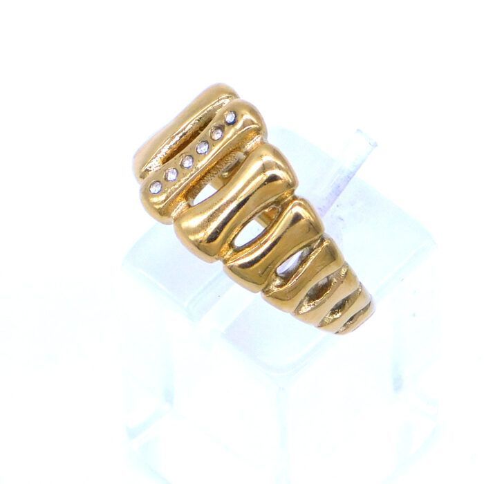 Ατσάλινο δαχτυλίδι με ζιργκόν πετράδια | Stainless Steel RIng with Zircon Stones