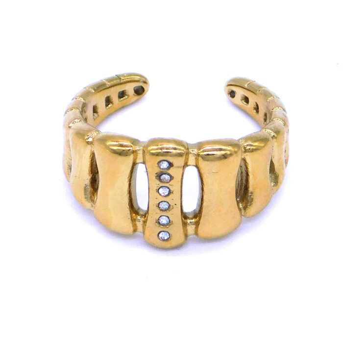 Ατσάλινο δαχτυλίδι με ζιργκόν πετράδια | Stainless Steel RIng with Zircon Stones