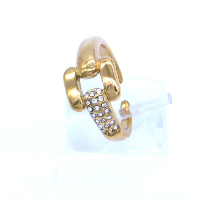 Ατσάλινο δαχτυλίδι Square με ζιργκόν πετράδια | Square steel ring with zircon gems