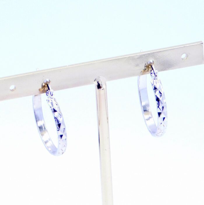 Ατσάλινα σκουλαρίκια κρίκος με ρόμβους | Steel hoop earrings