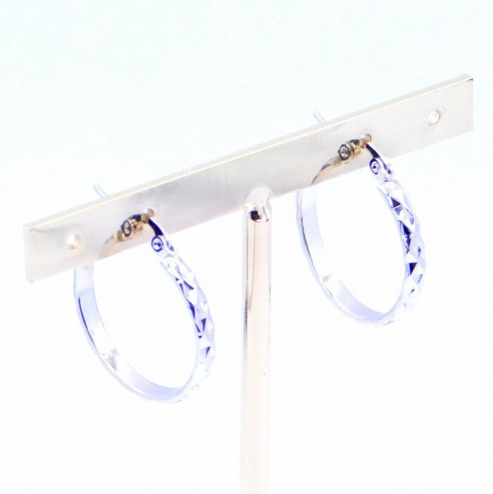 Ατσάλινα σκουλαρίκια κρίκος με ρόμβους | Steel hoop earrings