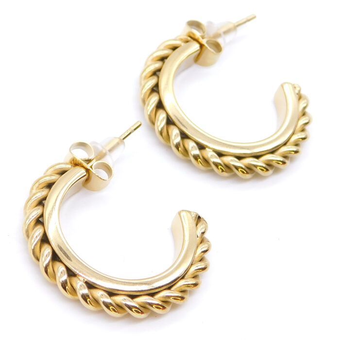 Ατσάλινα σκουλαρίκια κρίκοι Rope on | Rope on steel hoop earrings