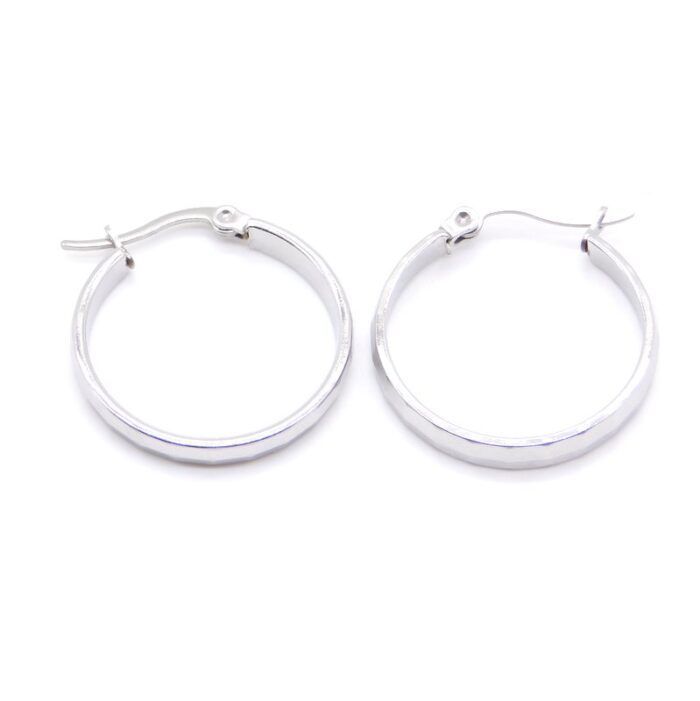 Ατσάλινα σκουλαρίκια ελαφρώς σφυρήλατοι κρίκοι  | Steel earrings slightly forged hoops