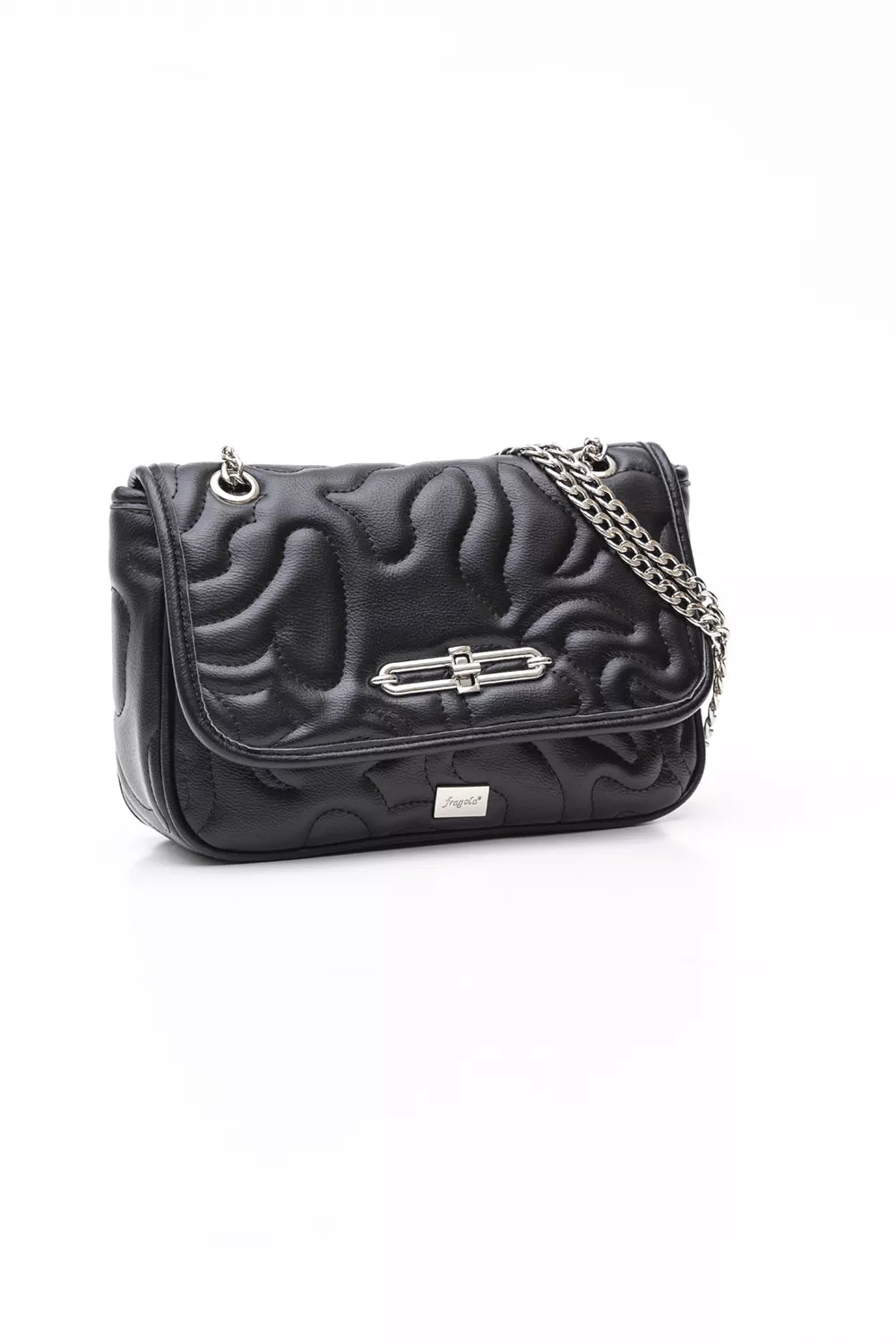 Τσάντα με αλυσίδα και καπάκι με μεταλλικό κλείσιμο με puffy κυματοειδή γαζιά Fragola