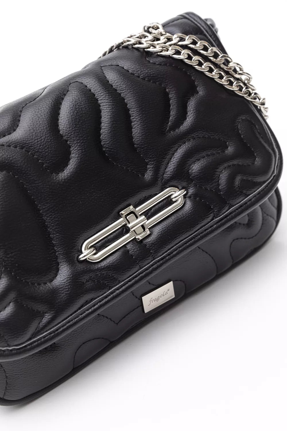 Τσάντα με αλυσίδα και καπάκι με μεταλλικό κλείσιμο με puffy κυματοειδή γαζιά Fragola