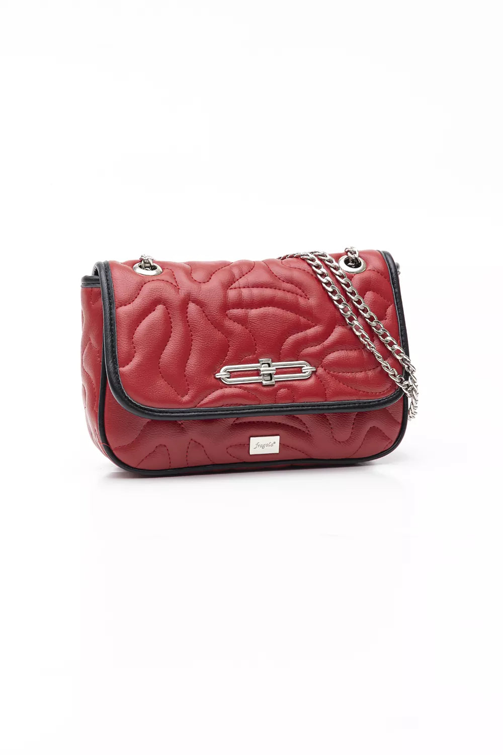 Τσάντα με αλυσίδα και καπάκι με μεταλλικό κλείσιμο με puffy κυματοειδή γαζιά Fragola