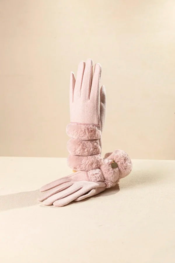 Γάντι γυναικείο με οικολογική γούνα - FRAGOLA