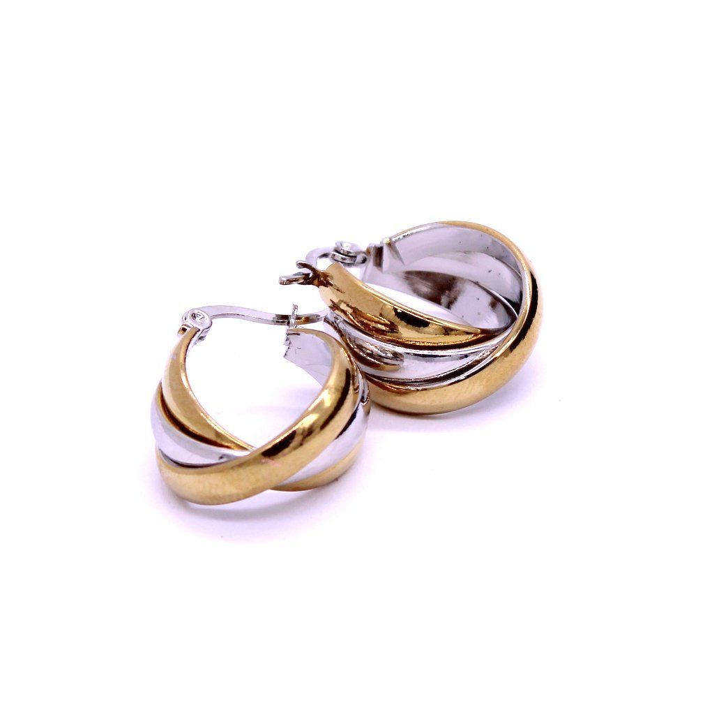 Ατσάλινα σκουλαρίκια τριπλός κρίκος 20mm | Steel Earrings Triple Hoop