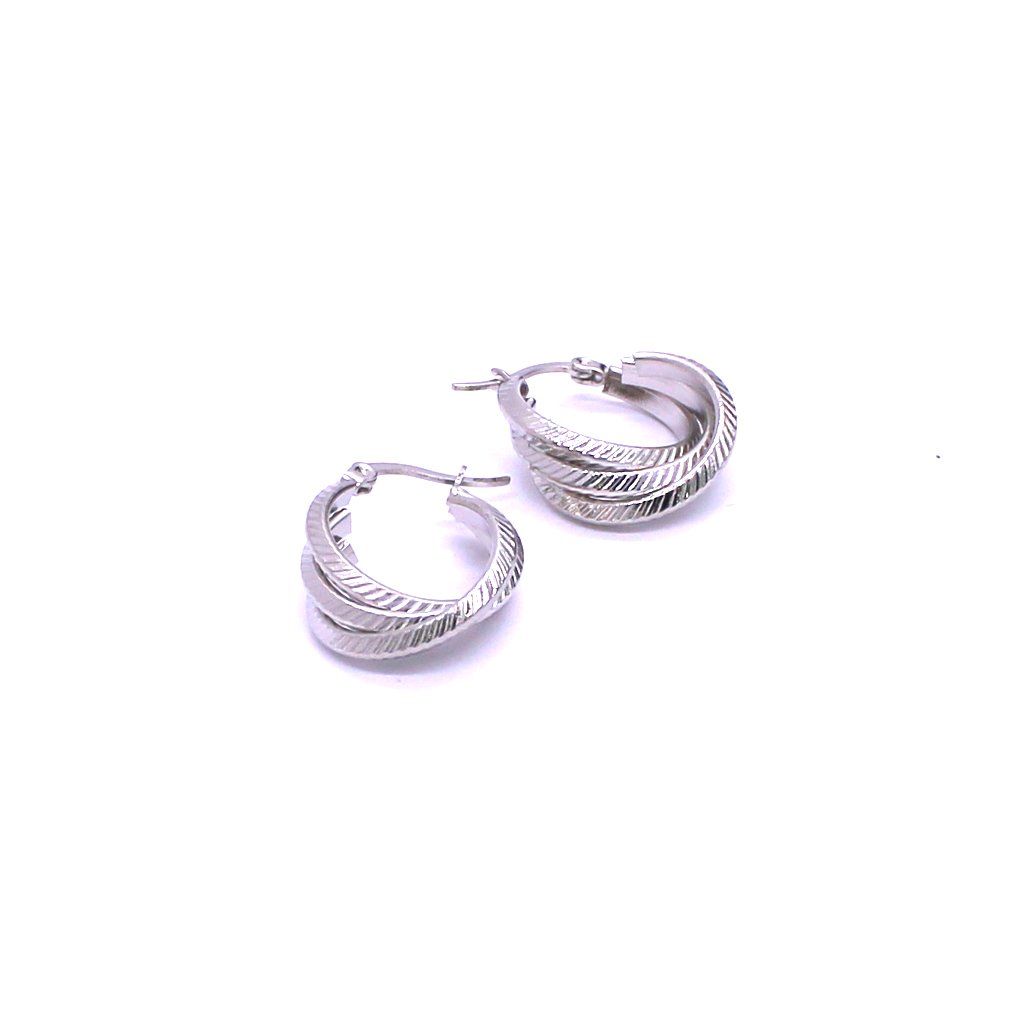 Ατσάλινα σκουλαρίκια τριπλός stripped κρίκος 20mm | Steel earrings, triple stripped hoop 20mm