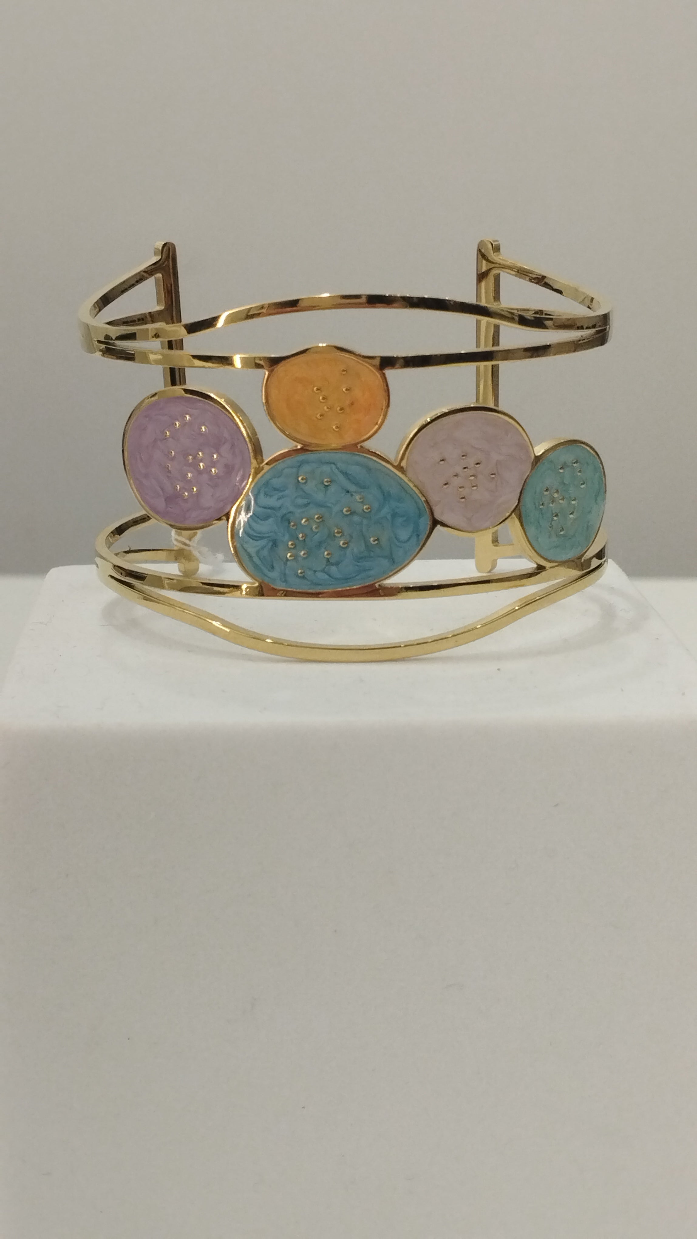 Ατσάλινο Χρυσό βραχιόλι cuff- Multicolor | Stainless Steel Cuff Bracelet-Multicolor