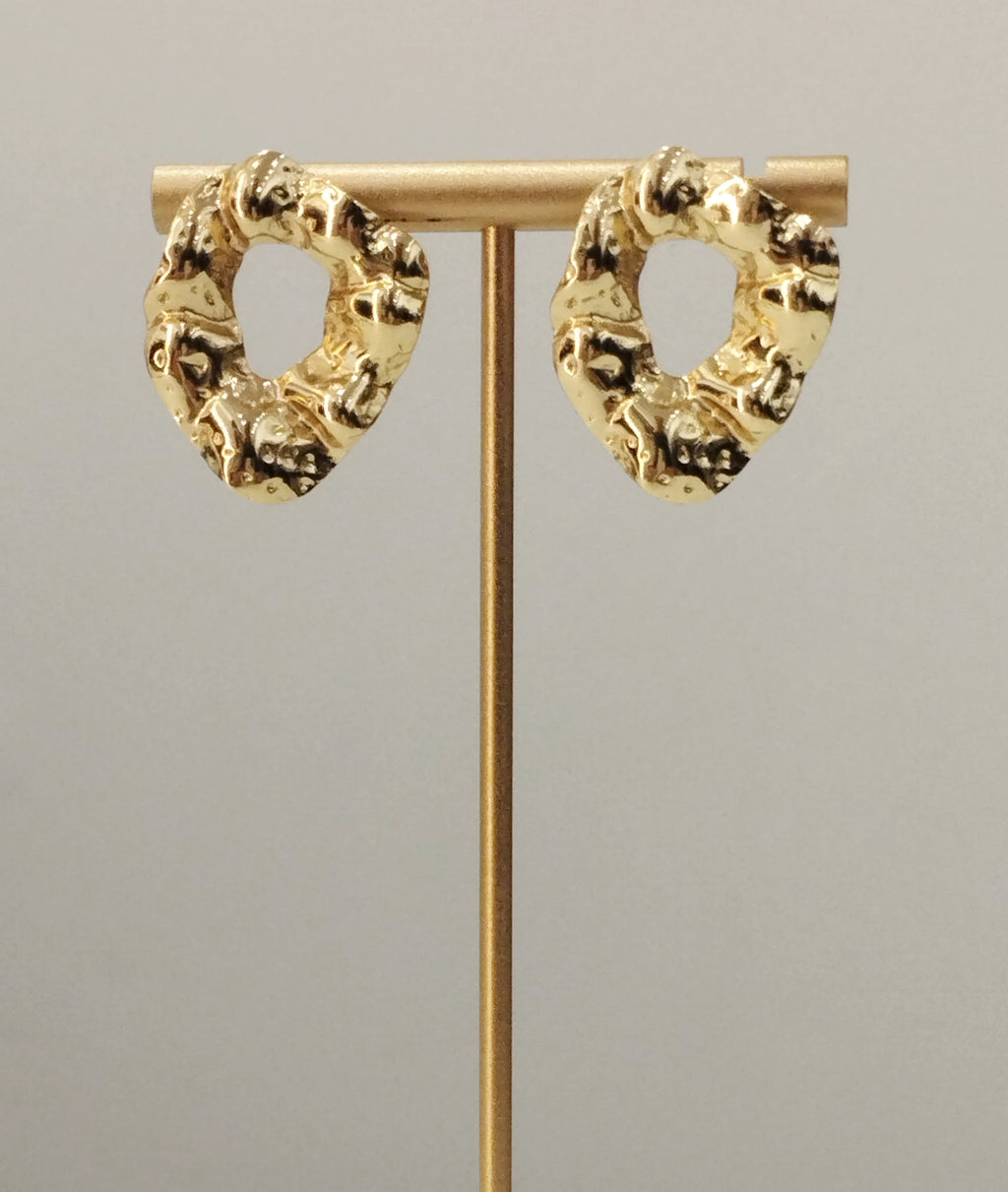 Χρυσά Ατσάλινα Σκουλαρίκια “Organic Loop” | Gold Steel Earrings "Organic Loop"