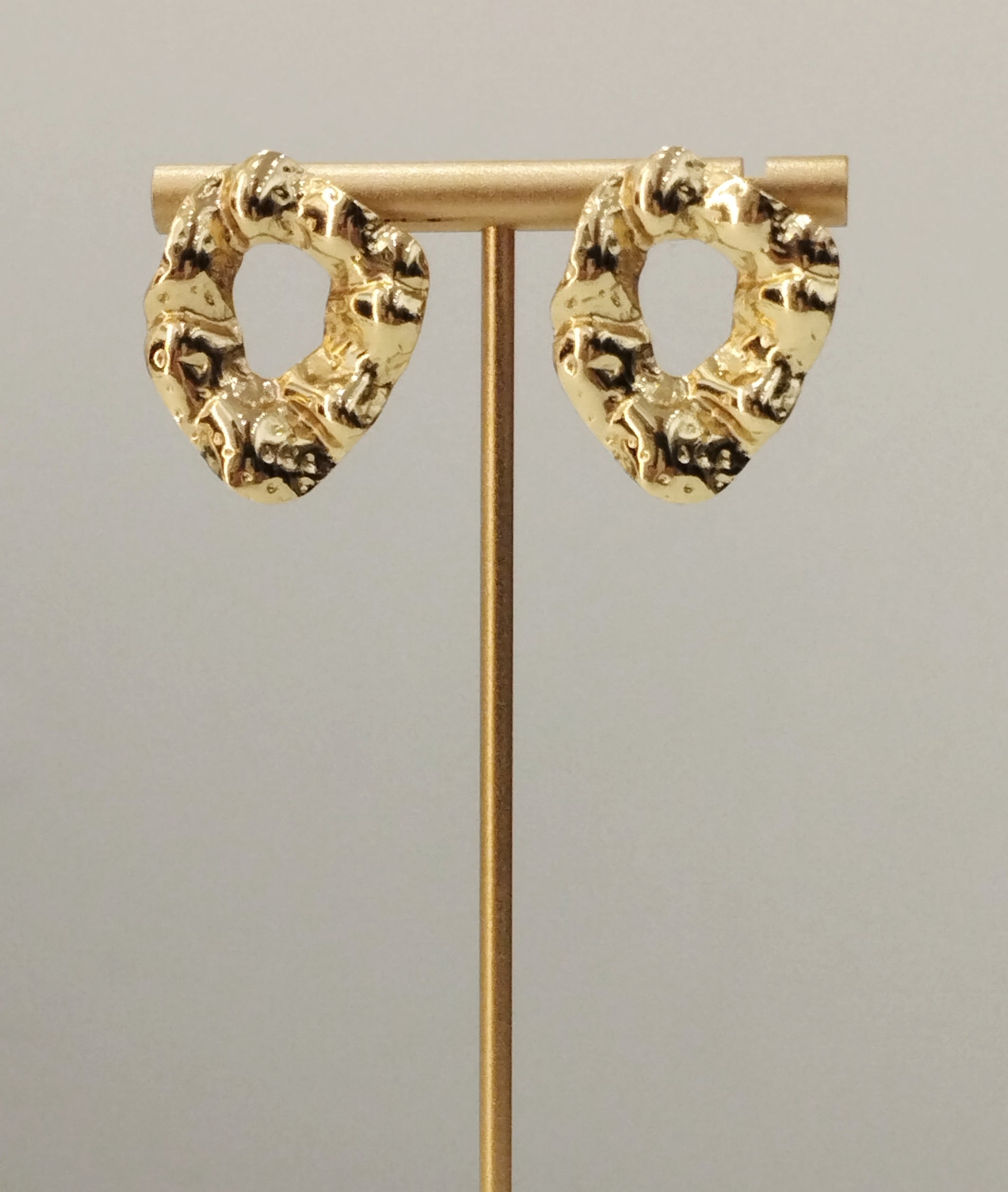 Χρυσά Ατσάλινα Σκουλαρίκια “Organic Loop” | Gold Steel Earrings "Organic Loop"