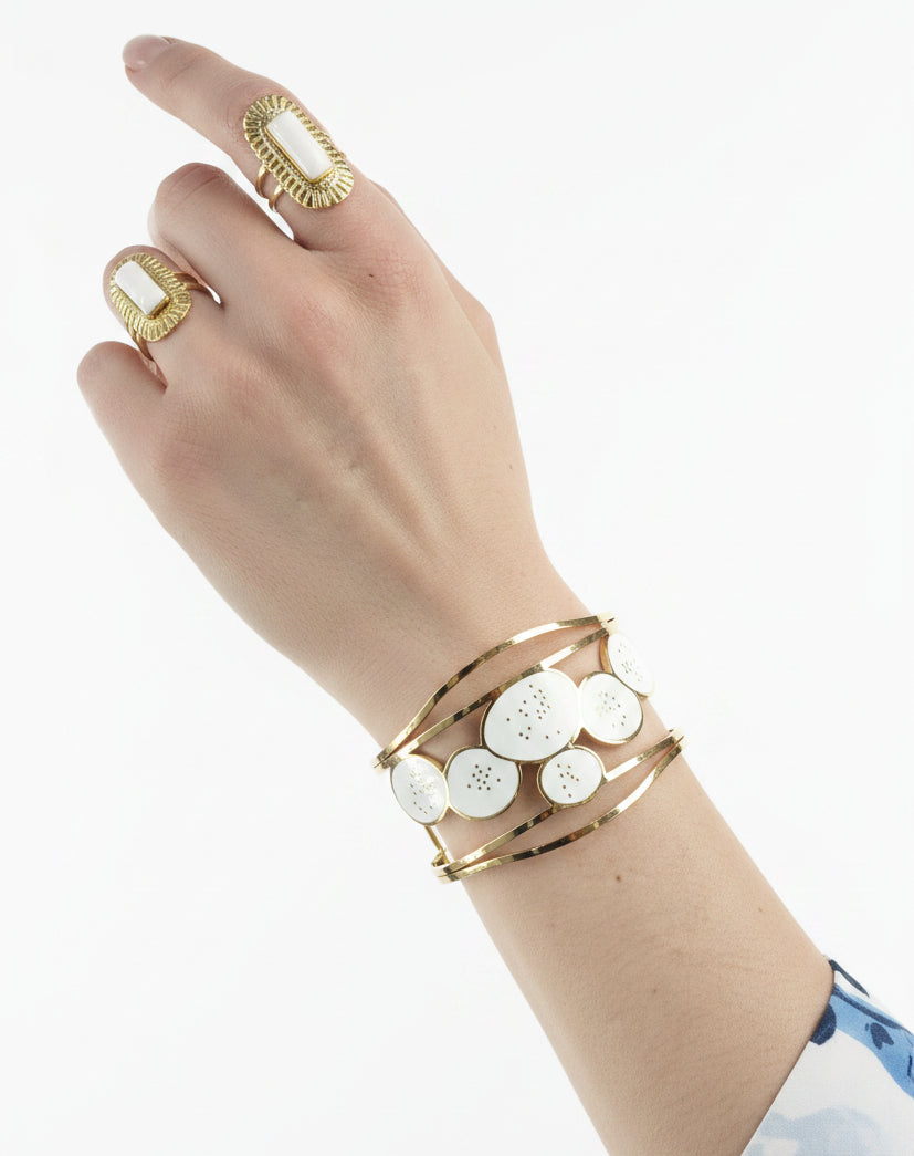 Χρυσό Ατσάλινο βραχιόλι Cuff | Gold Stainless Steel Cuff Bracelet