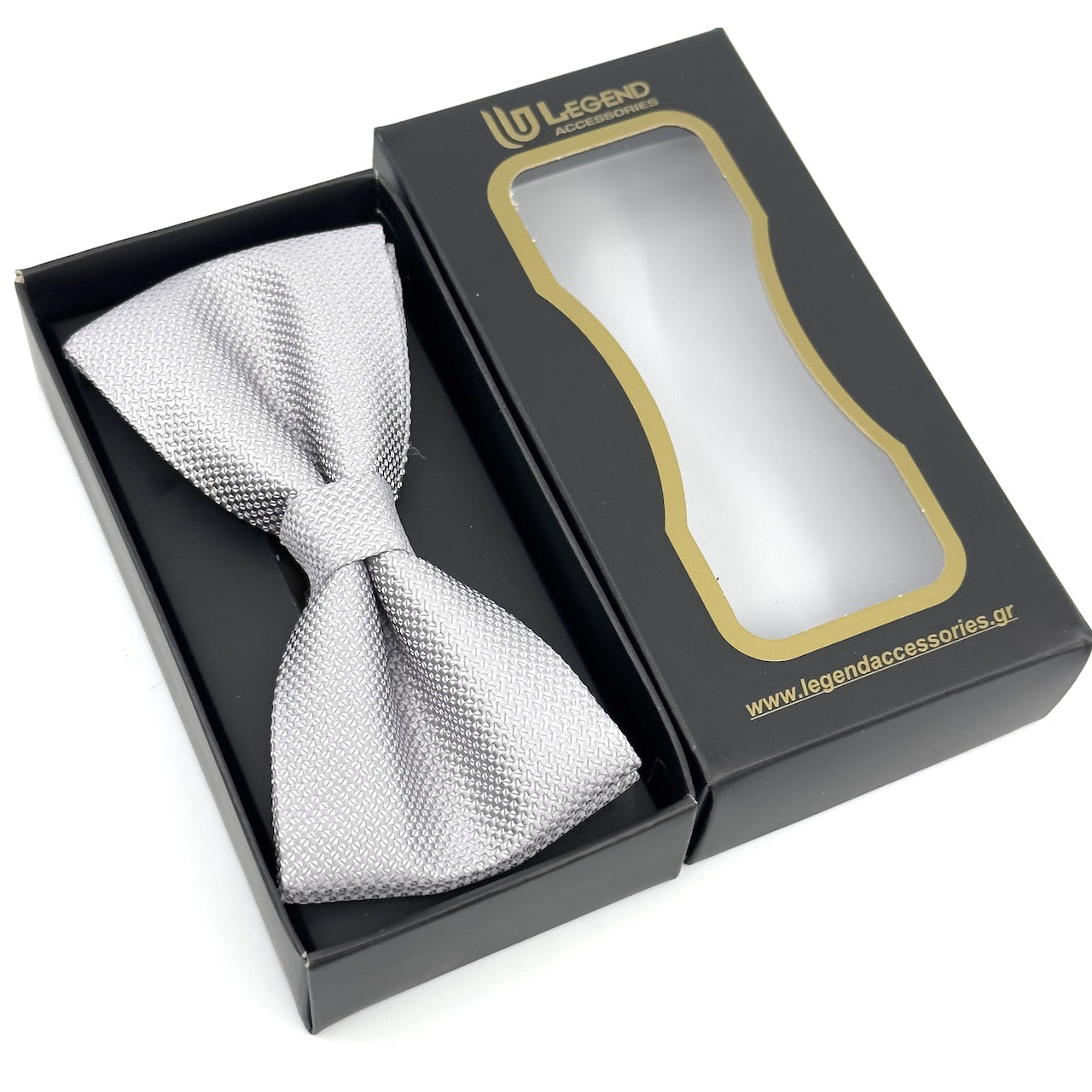 Γκρι-Ασημί Παπιγιόν Τύπου Oxford Σετ με Μαντήλι