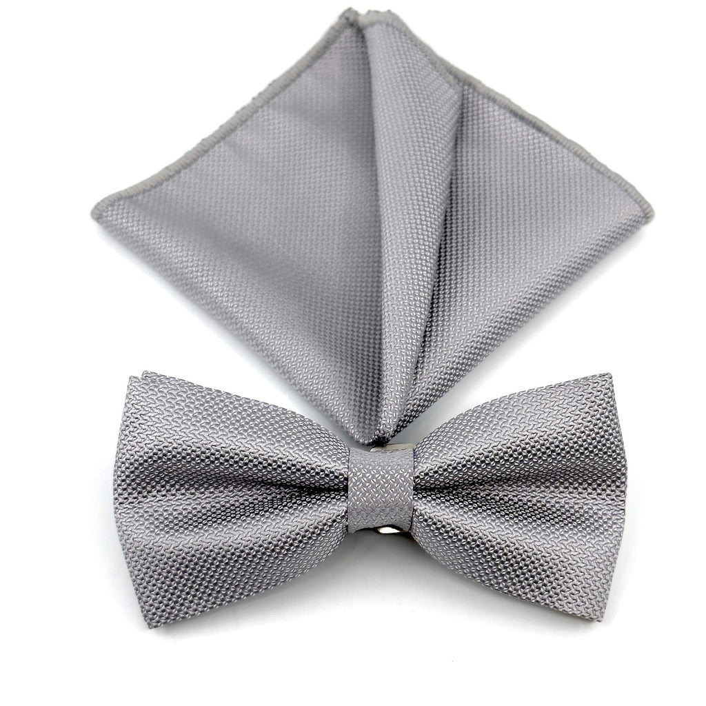 Γκρι-Ασημί Παπιγιόν Τύπου Oxford Σετ με Μαντήλι
