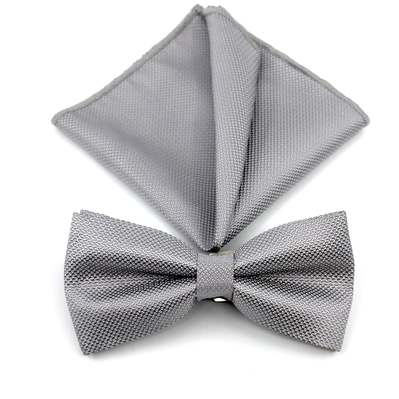 Γκρι-Ασημί Παπιγιόν Τύπου Oxford Σετ με Μαντήλι
