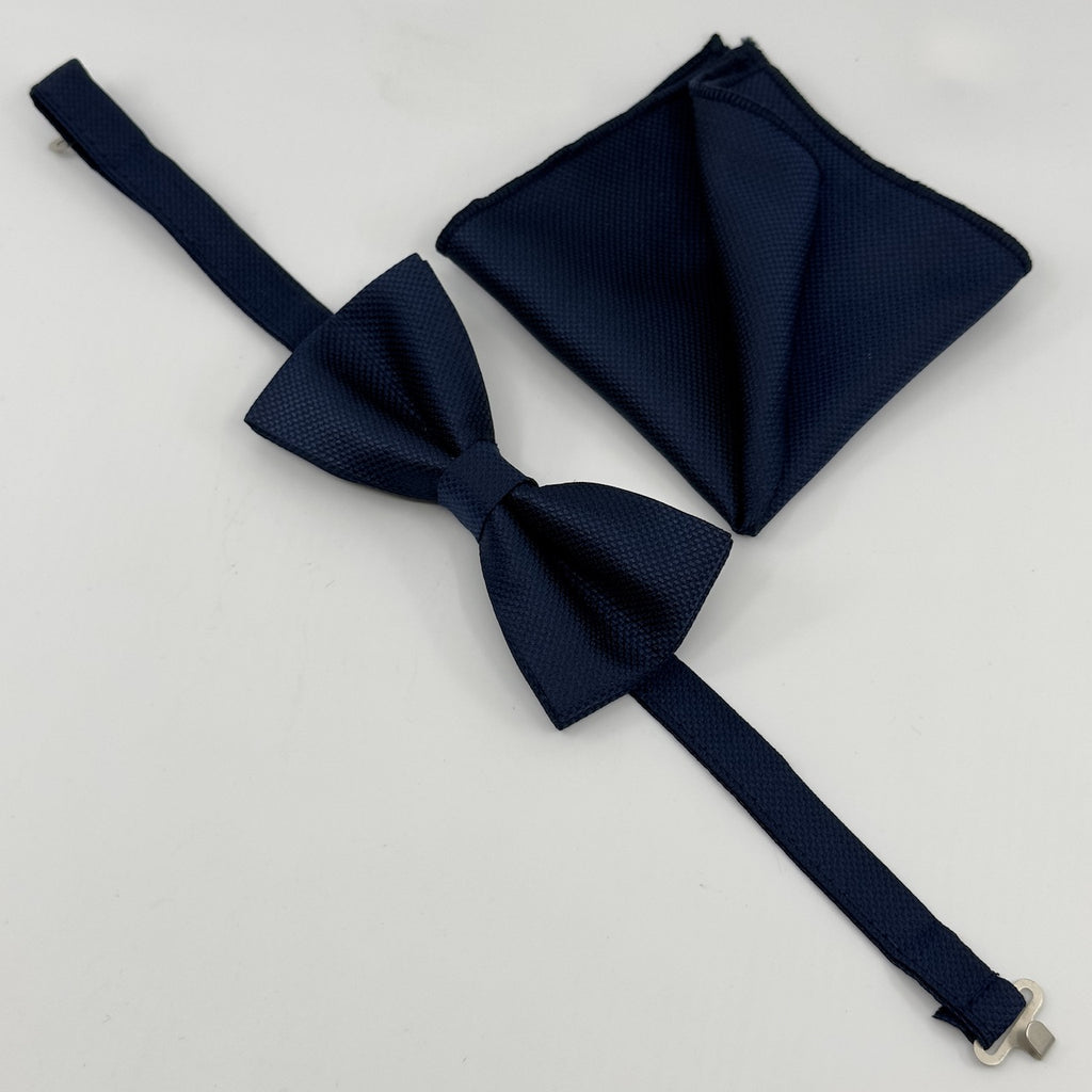 Μπλε Παπιγιόν Τύπου Oxford Σετ με Μαντήλι