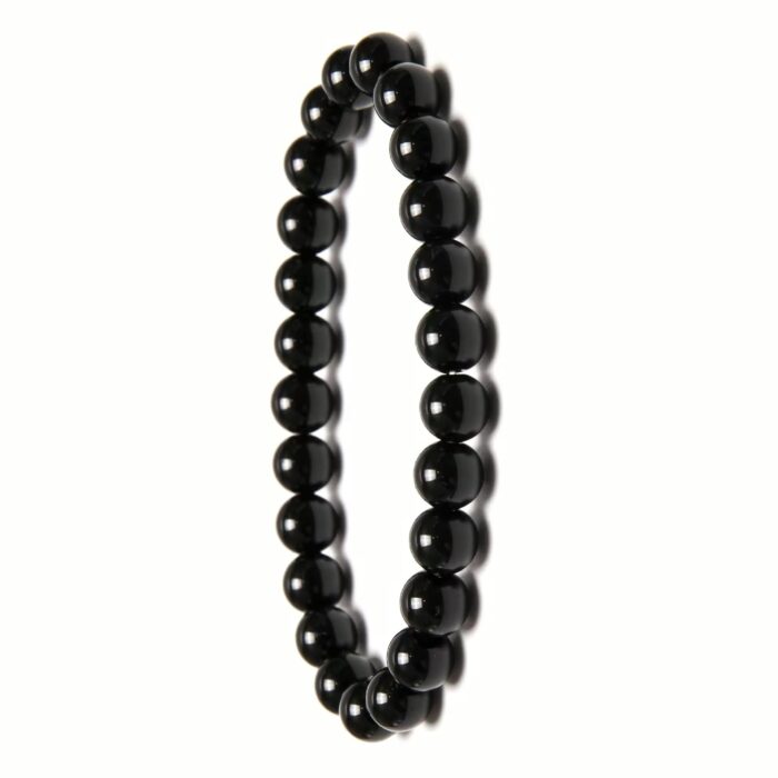 Μαύρο Ελαστικό Βραχιόλι με Φυσικές Πέτρες Αμέθυστου | Black Elastic Bracelet with Natural Amethyst Stones