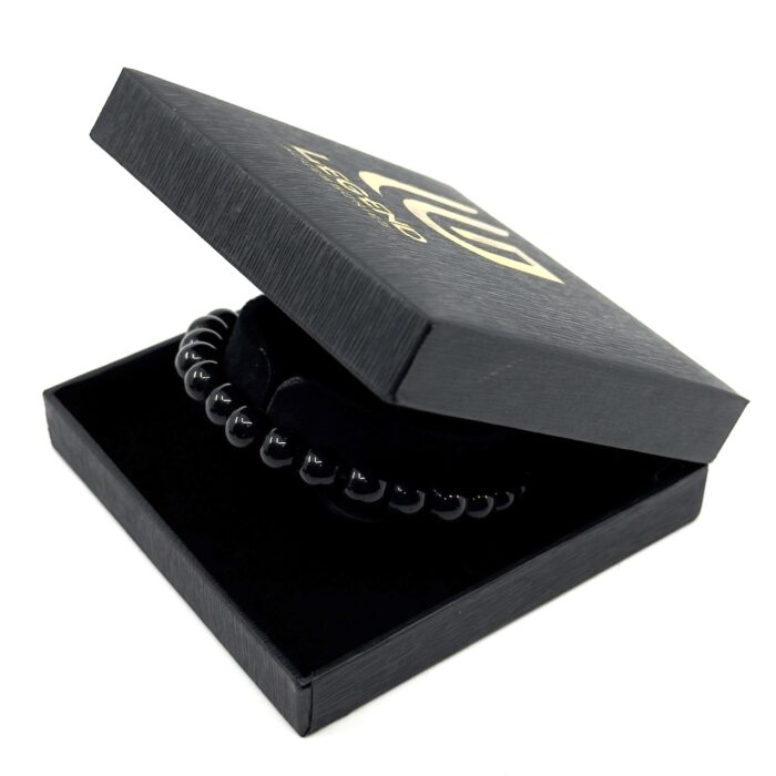 Μαύρο Ελαστικό Βραχιόλι με Φυσικές Πέτρες Αμέθυστου | Black Elastic Bracelet with Natural Amethyst Stones