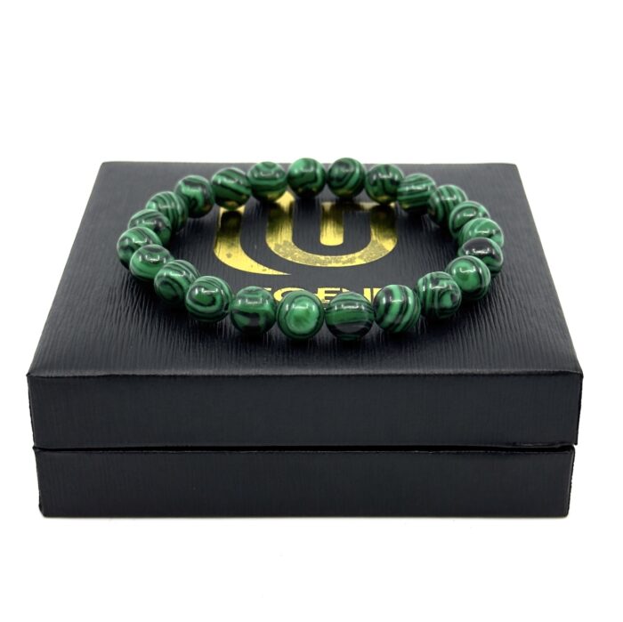 Πράσινο Ελαστικό Βραχιόλι με Φυσικές Πέτρες Αμέθυστου | Green Elastic Bracelet with Natural Amethyst Stones