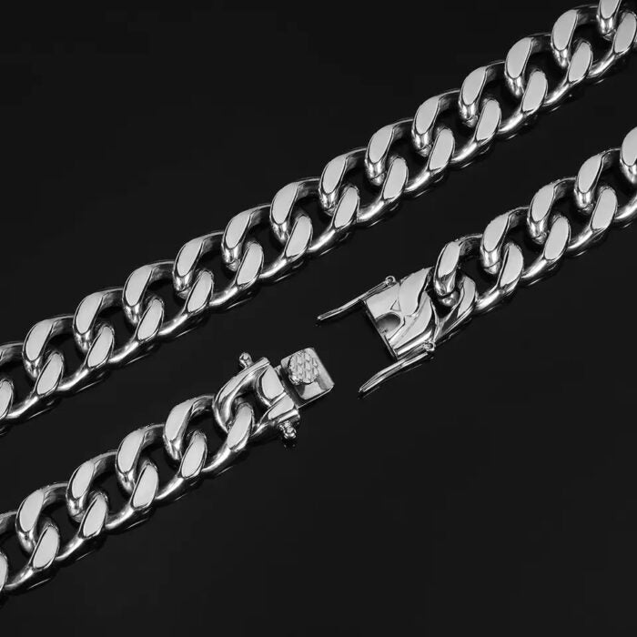 12ΜΜ Silver Chain Βραχιόλι από Ανοξείδωτο Ατσάλι | 12MM Silver Titanium Stainless Steel Chain