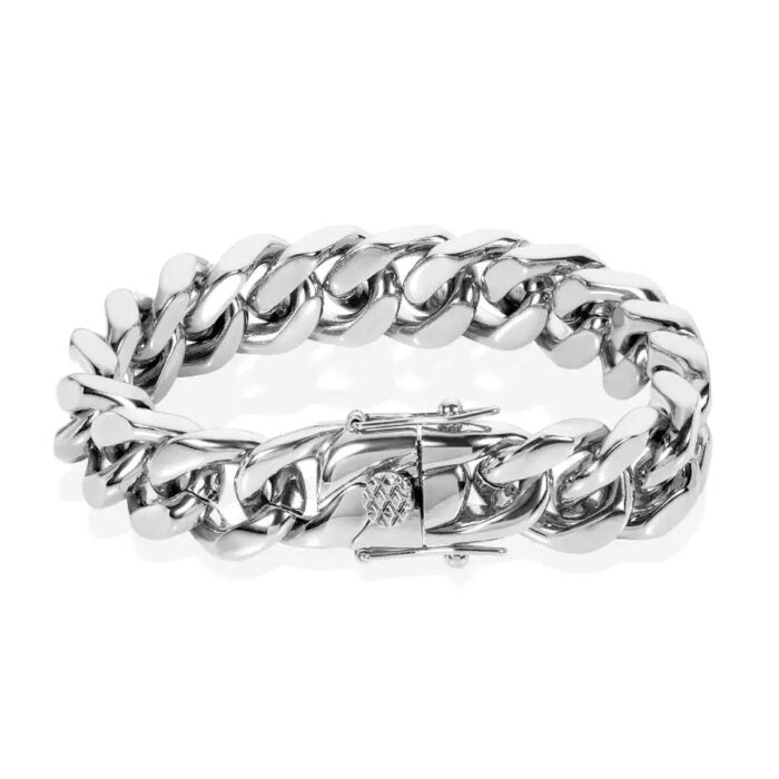 12ΜΜ Silver Chain Βραχιόλι από Ανοξείδωτο Ατσάλι | 12MM Silver Titanium Stainless Steel Chain