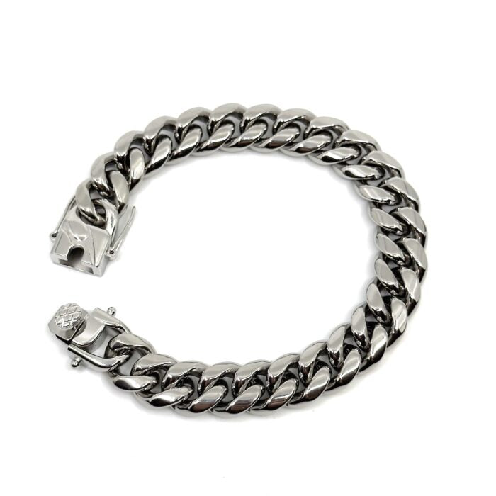 12ΜΜ Silver Chain Βραχιόλι από Ανοξείδωτο Ατσάλι | 12MM Silver Titanium Stainless Steel Chain
