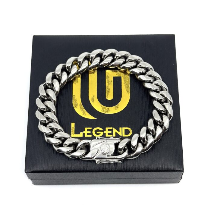 12ΜΜ Silver Chain Βραχιόλι από Ανοξείδωτο Ατσάλι | 12MM Silver Titanium Stainless Steel Chain