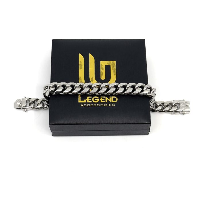 12ΜΜ Silver Chain Βραχιόλι από Ανοξείδωτο Ατσάλι | 12MM Silver Titanium Stainless Steel Chain