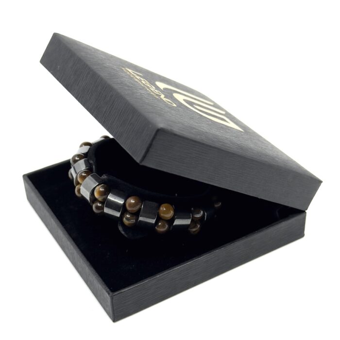 Tiger Eye Stone Ελαστικό Βραχιόλι με Φυσικές Πέτρες με Ανοξείδωτο Ατσάλι | Tiger Eye Stone Elastic Bracelet with Natural Stones and Stainless Steel