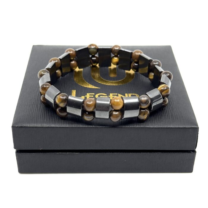 Tiger Eye Stone Ελαστικό Βραχιόλι με Φυσικές Πέτρες με Ανοξείδωτο Ατσάλι | Tiger Eye Stone Elastic Bracelet with Natural Stones and Stainless Steel