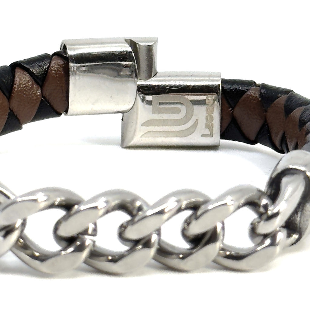 Δερμάτινο Καφέ – Μαύρο Βραχιόλι από Ανοξείδωτο Ατσάλι | Brown-Black Leather Stainless Steel Bracelet