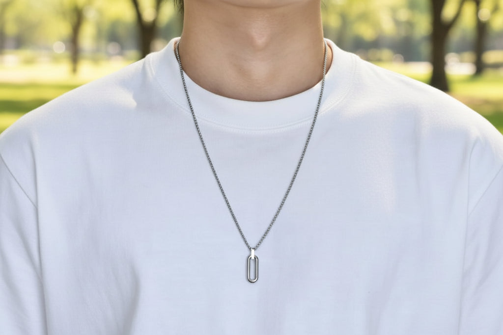 Ανδρική Αλυσίδα Λαιμού με οβάλ στοιχείο