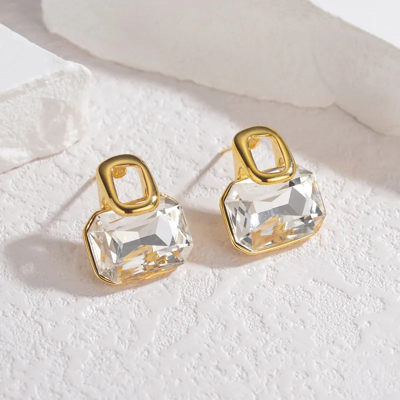 Γυναικεία Σκουλαρίκια με Λευκό Κρύσταλλο