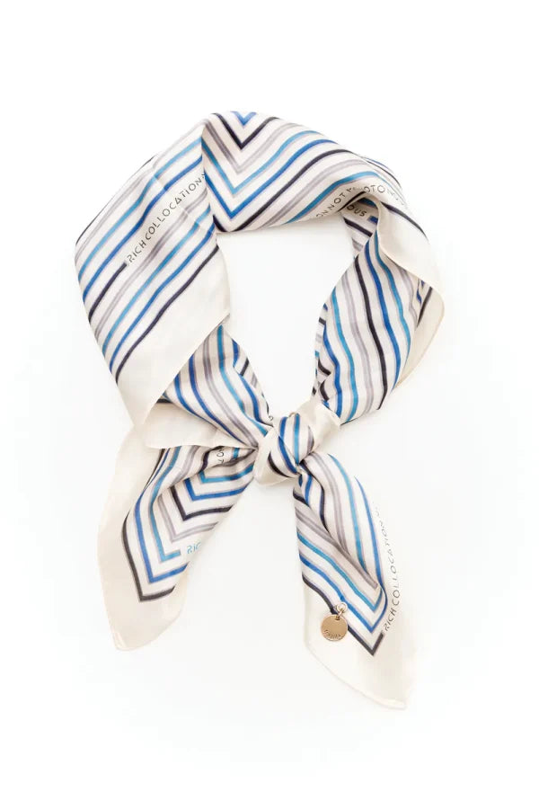 Striped scarf with a knot on a white background