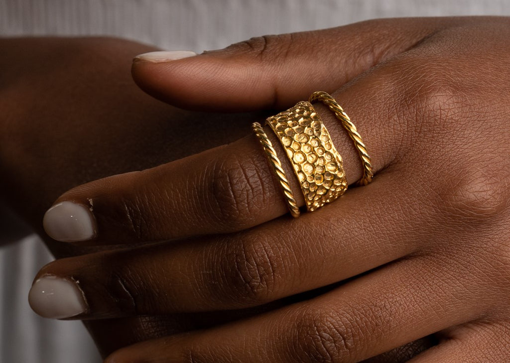 Χειροποίητο Δαχτυλίδι 24Κ Επιχρύσωμα – Ρυθμιζόμενο | Handmade Gold Plated Ring 24K