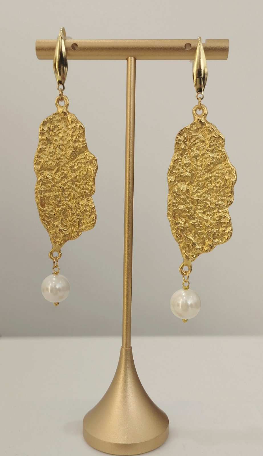 Χειροποίητα επιχρυσωμένα Σκουλαρίκια με Πέρλα | Handmade Gold-plated Earrings with Pearl