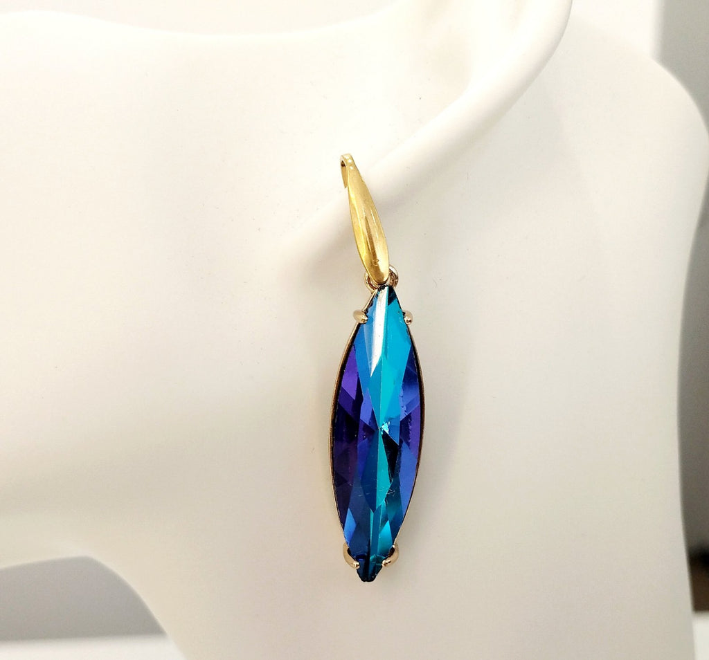 Γυναικεία Σκουλαρίκια Κρεμαστά με Μπλε Κρύσταλλο | Women's Blue Crystal Dangle Earrings