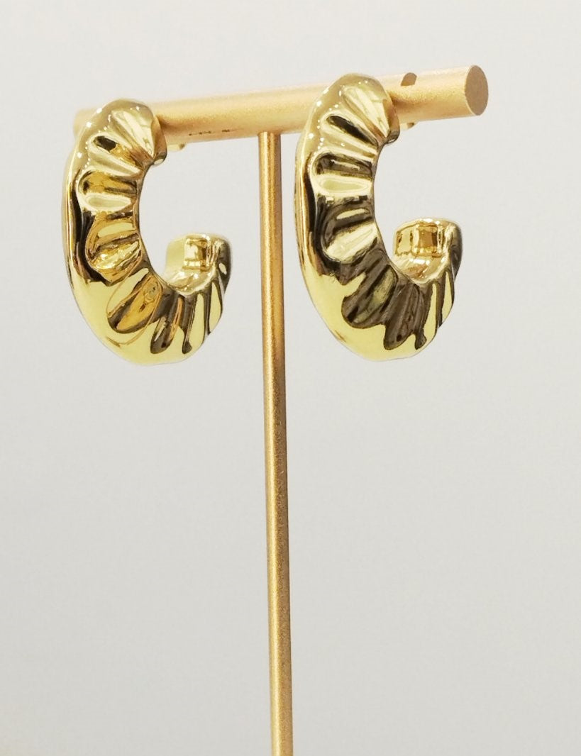 Χρυσοί Ατσάλινοι Κρίκοι "Wave" | Gold Steel Hoop Earrings "Wave"