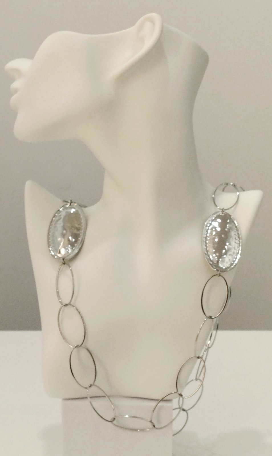 Μακριά Ατσάλινη Αλυσίδα με Οβάλ κρίκους | Long Stainless Steel Chain Necklace with Oval Hammered Details