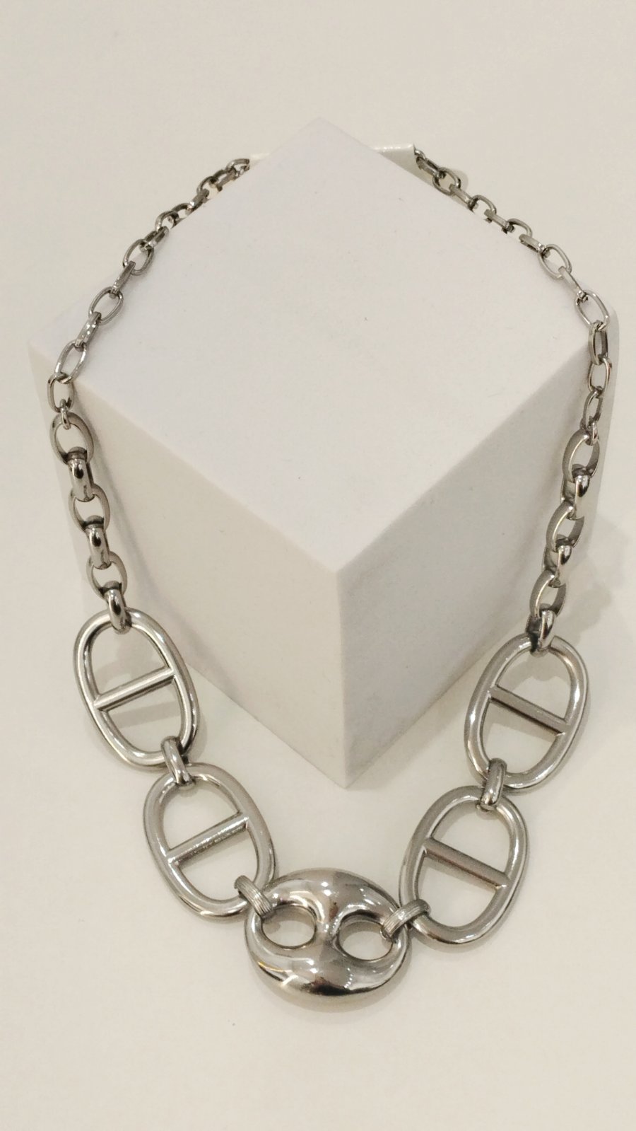 Ατσάλινο Κολιέ με Μοντέρνους Κρίκους | Stainless Steel Necklace with Modern Oval Links