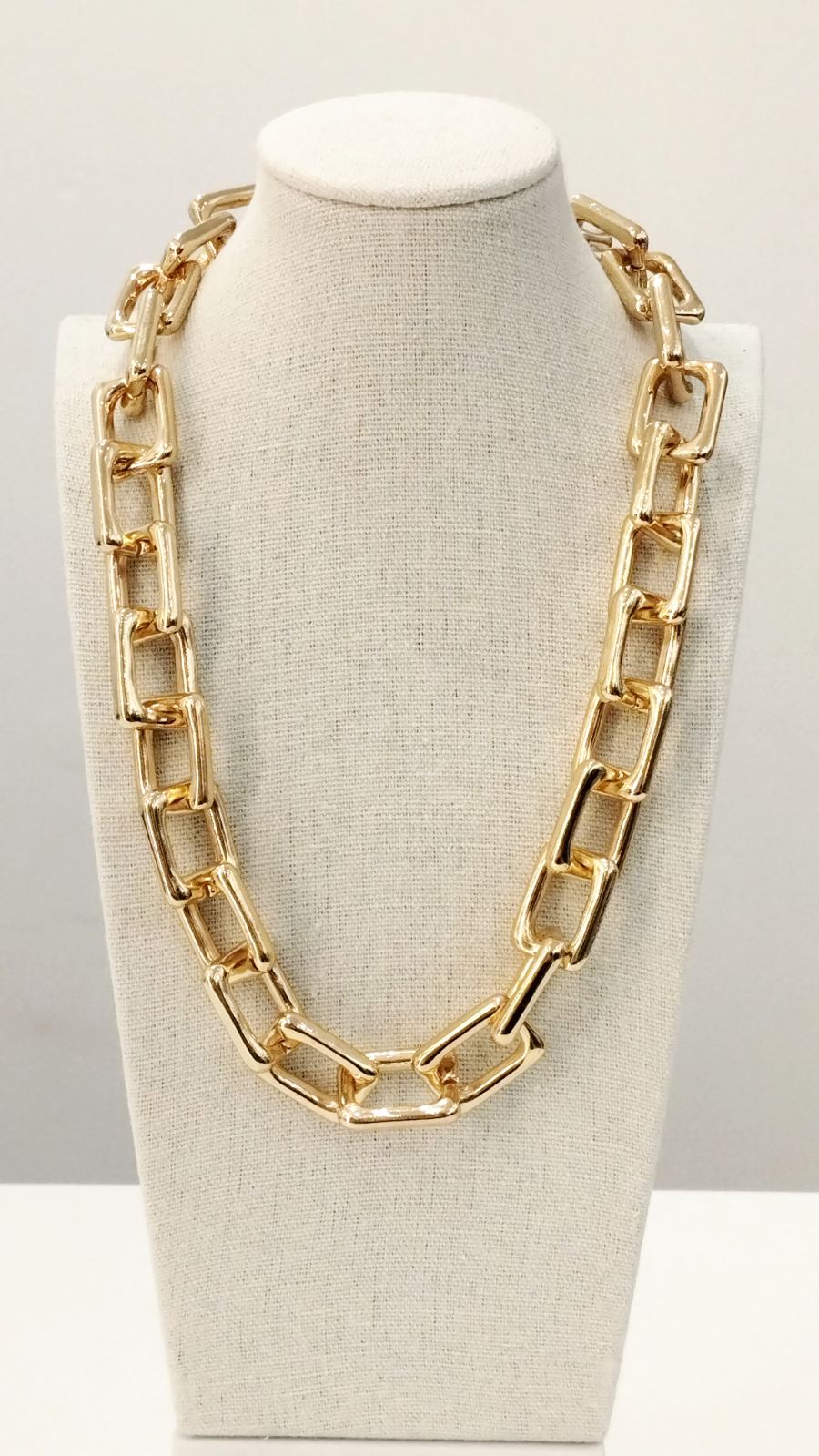 Χρυσό Ατσάλινο Κολιέ με Ορθογώνιους Κρίκους | Gold Stainless Steel Chain Necklace-Bold Rectangular Links