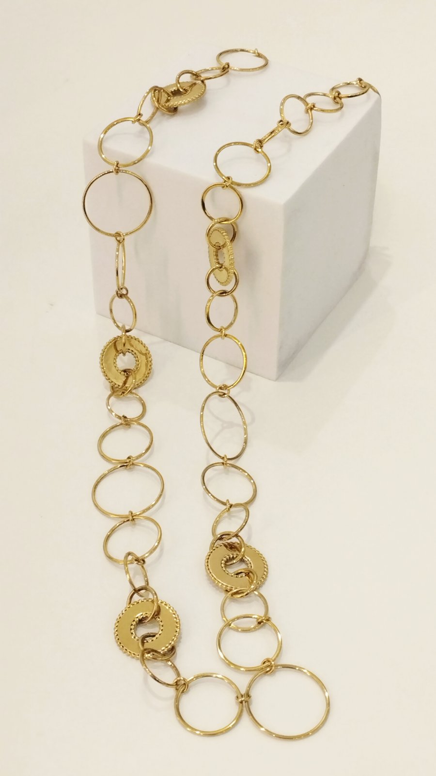 Μακρύ Ατσάλινο Κολιέ με Κρίκους| Long Steel Necklace with Links|